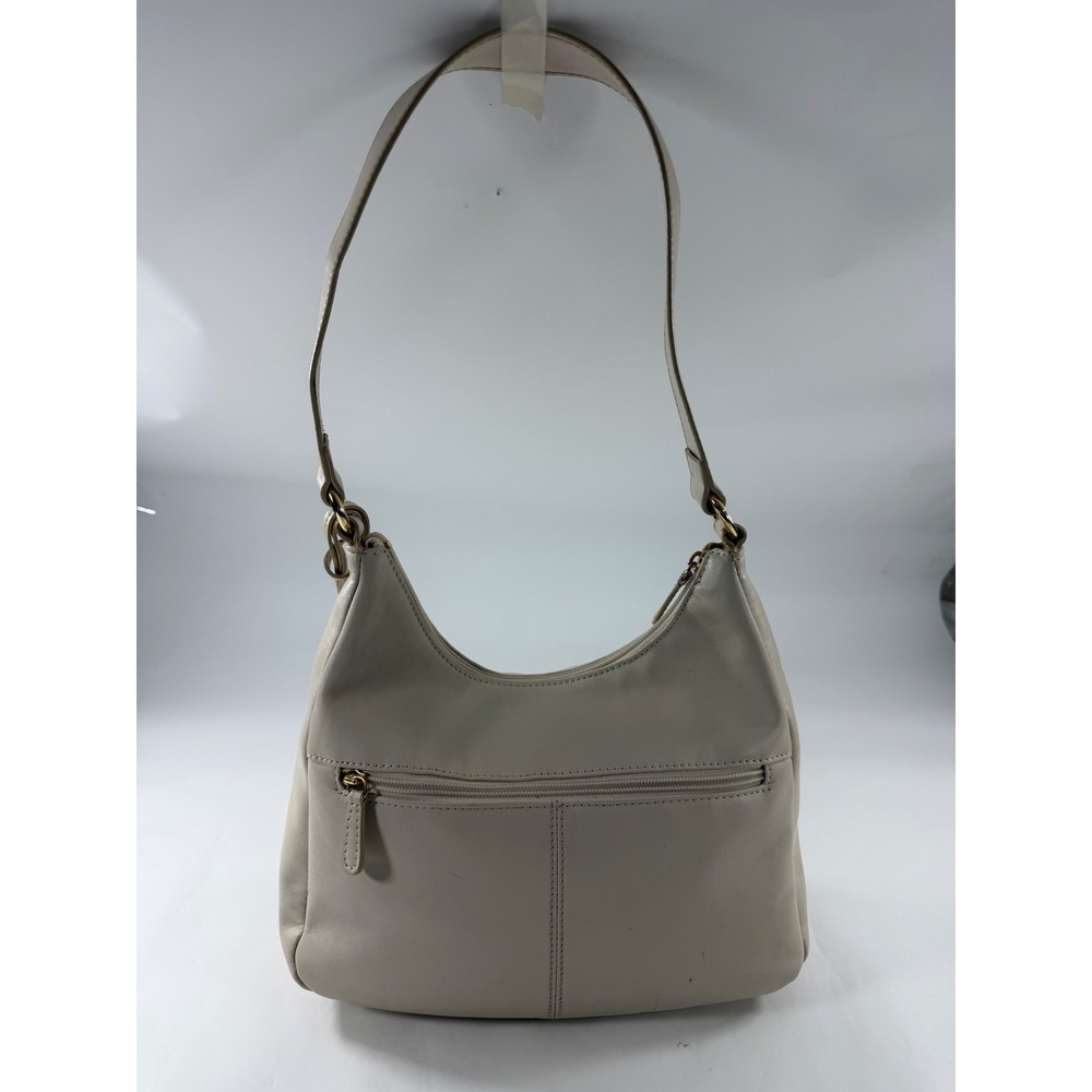 Giani Bernini Cream Leather Shoulder Bag Gold Hardware Hobo Purse